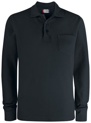 Basic Polo L/S Pocket - black