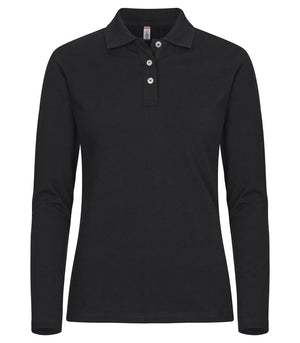 Stretch Premium Polo Women L/S - black