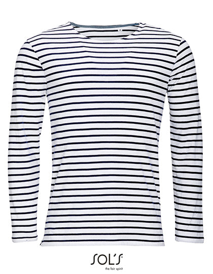 Gestreept T-shirt met lange mouwen voor heren - Marine
