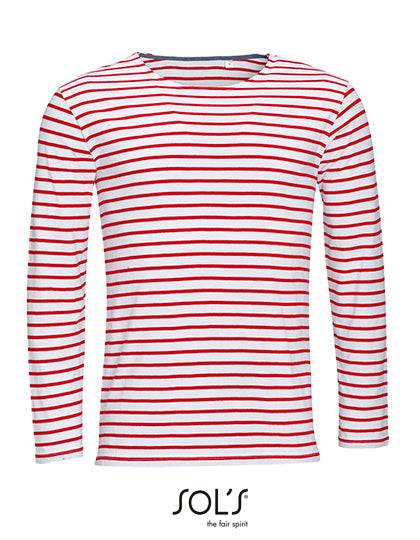 Gestreept T-shirt met lange mouwen voor heren - Marine