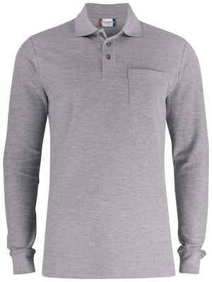 Basic Polo L/S Pocket - grey melange