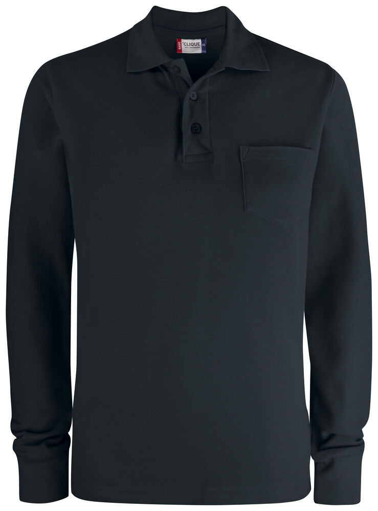Basic Polo L/S Pocket - black