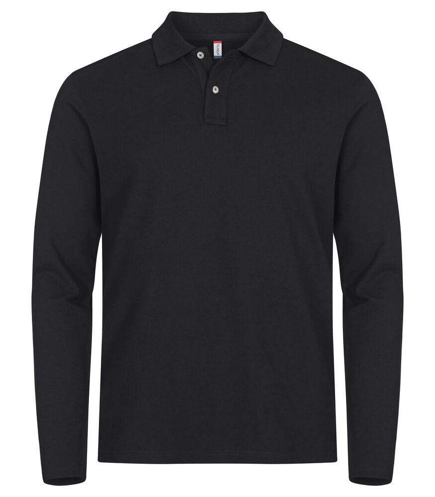Stretch Premium Polo L/S - black