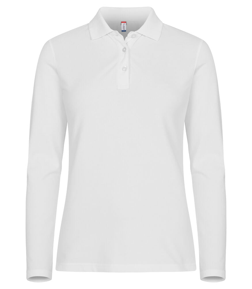 Stretch Premium Polo Women L/S - white