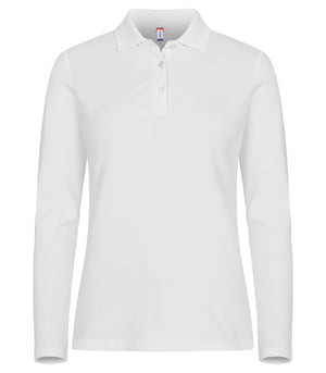 Stretch Premium Polo Women L/S - white