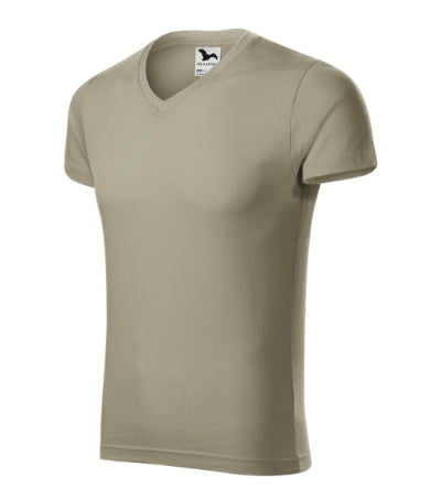 Malfini Slim Fit V-neck T-shirt men’s - light khaki