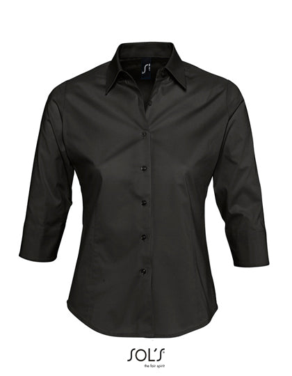 Damesblouse met stretch en 3/4-mouwen
