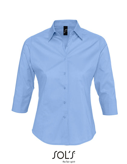 Damesblouse met stretch en 3/4-mouwen