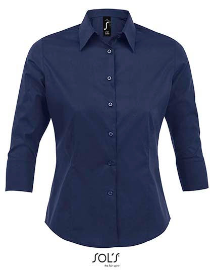 Damesblouse met stretch en 3/4-mouwen