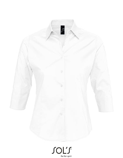 Damesblouse met stretch en 3/4-mouwen