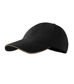Malfini Sandwich 6P Cap unisex - black