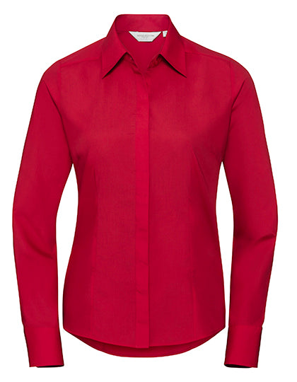 Getailleerd Poplin Damesoverhemd - Lange Mouw