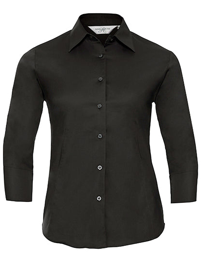 Damesblouse met 3/4 mouw, kreukarm en getailleerd