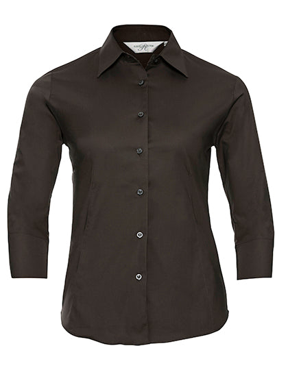 Damesblouse met 3/4 mouw, kreukarm en getailleerd