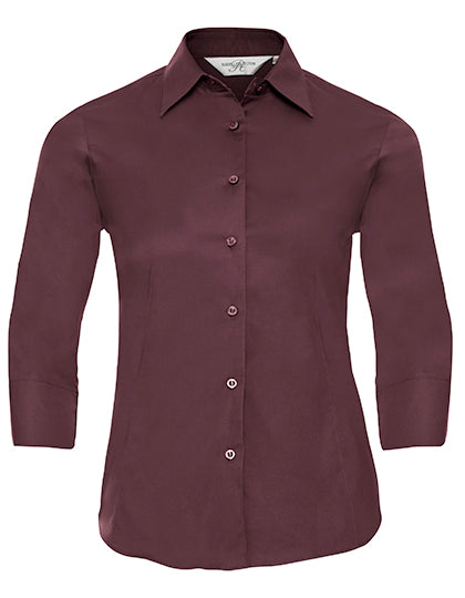 Damesblouse met 3/4 mouw, kreukarm en getailleerd