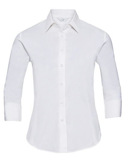 Damesblouse met 3/4 mouw, kreukarm en getailleerd