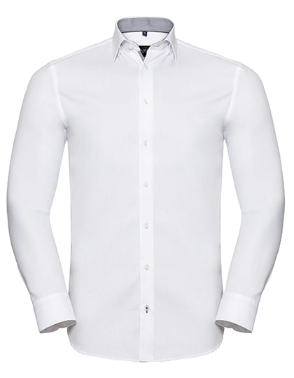 Men's LSL Tailored Contrast Herringbone Shirt