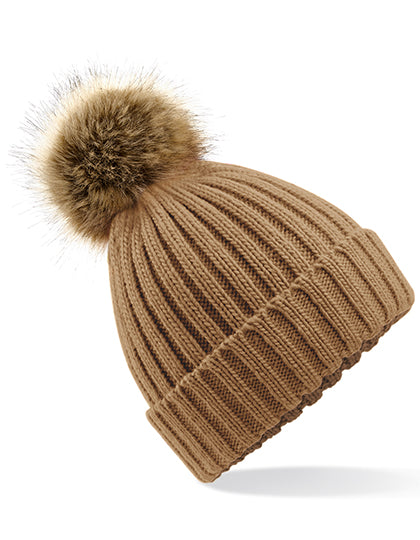 Faux Fur Pompon Chunky Beanie