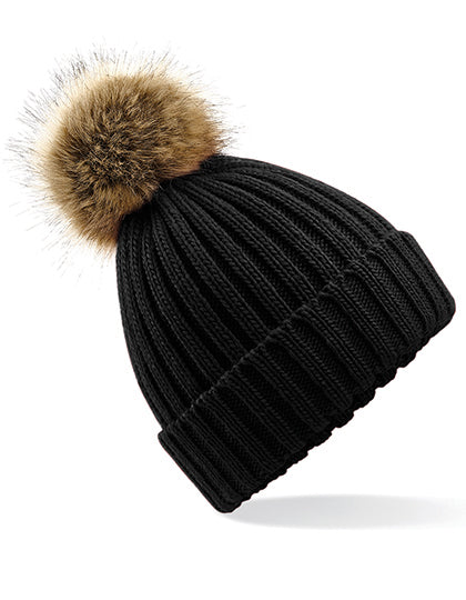 Faux Fur Pompon Chunky Beanie