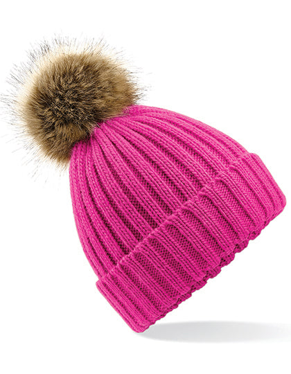 Faux Fur Pompon Chunky Beanie