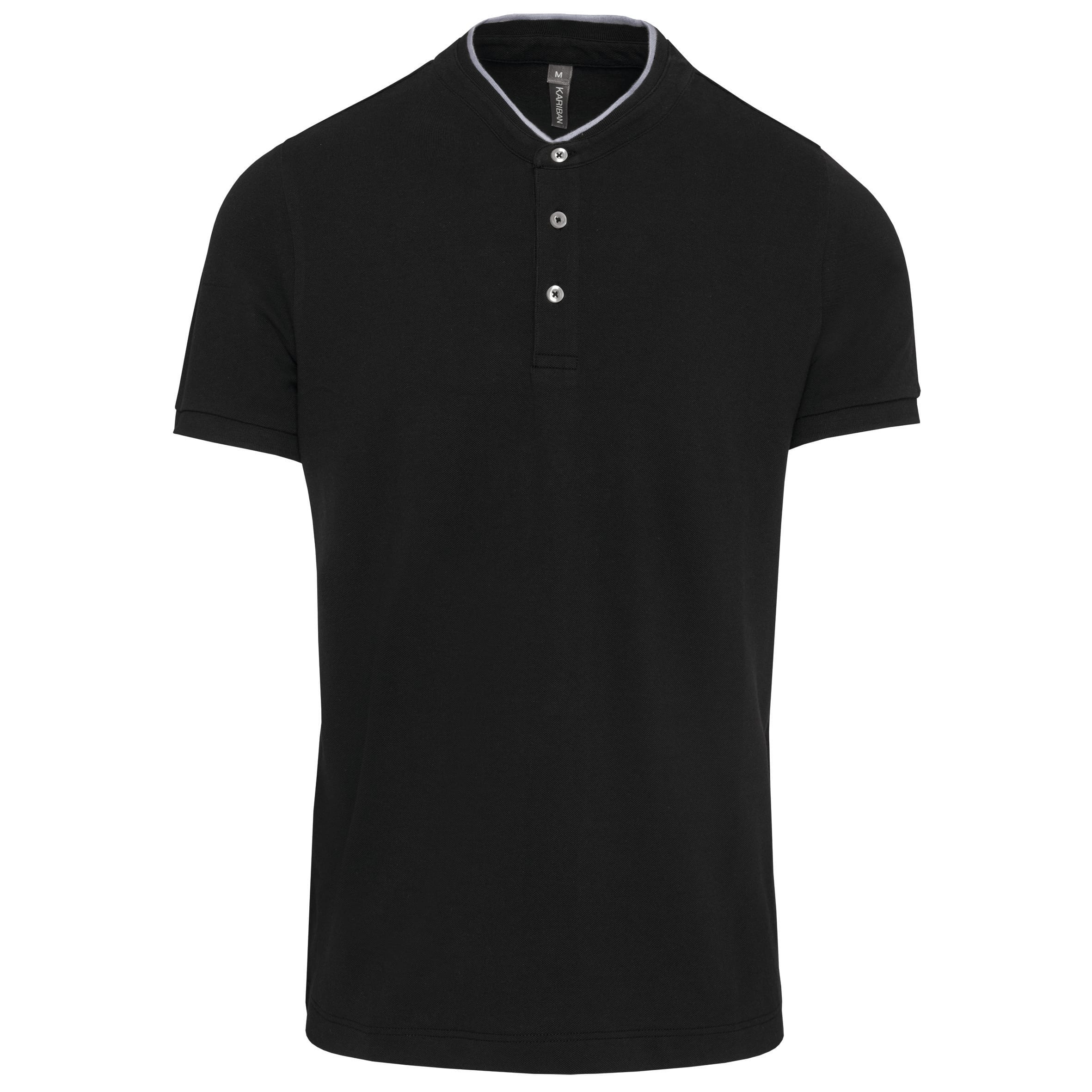 Men's polo shirt with Mao collar and short sleeves