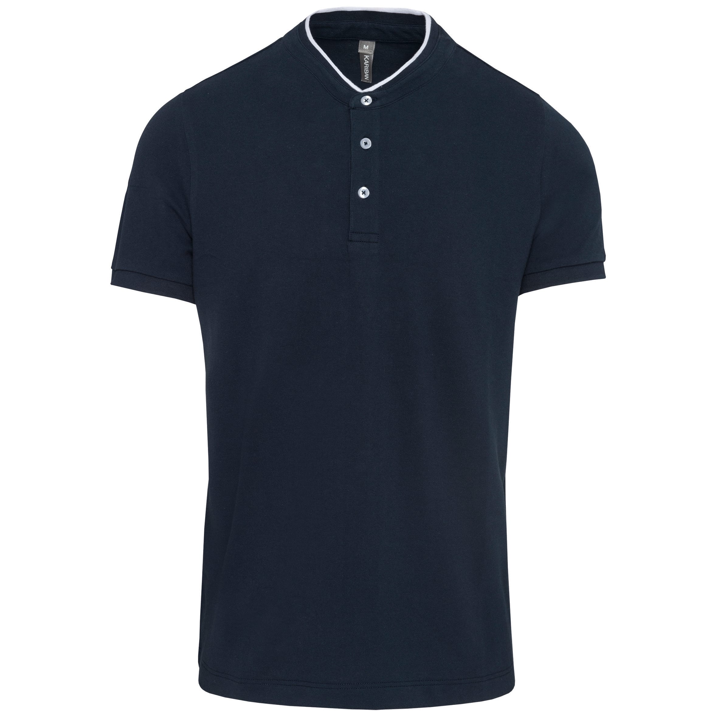 Men's polo shirt with Mao collar and short sleeves