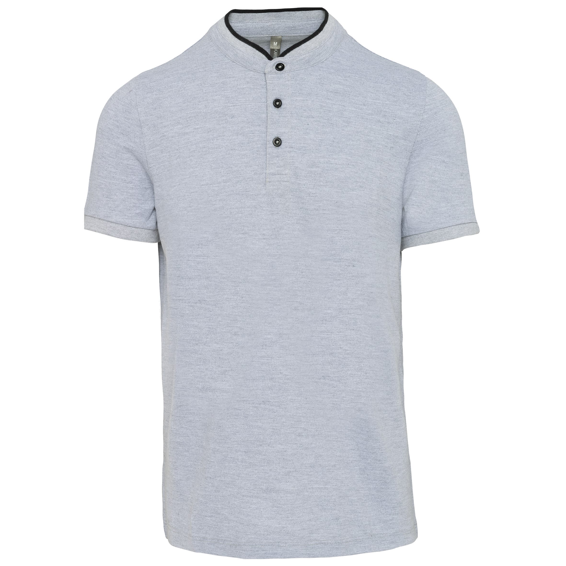 Men's polo shirt with Mao collar and short sleeves