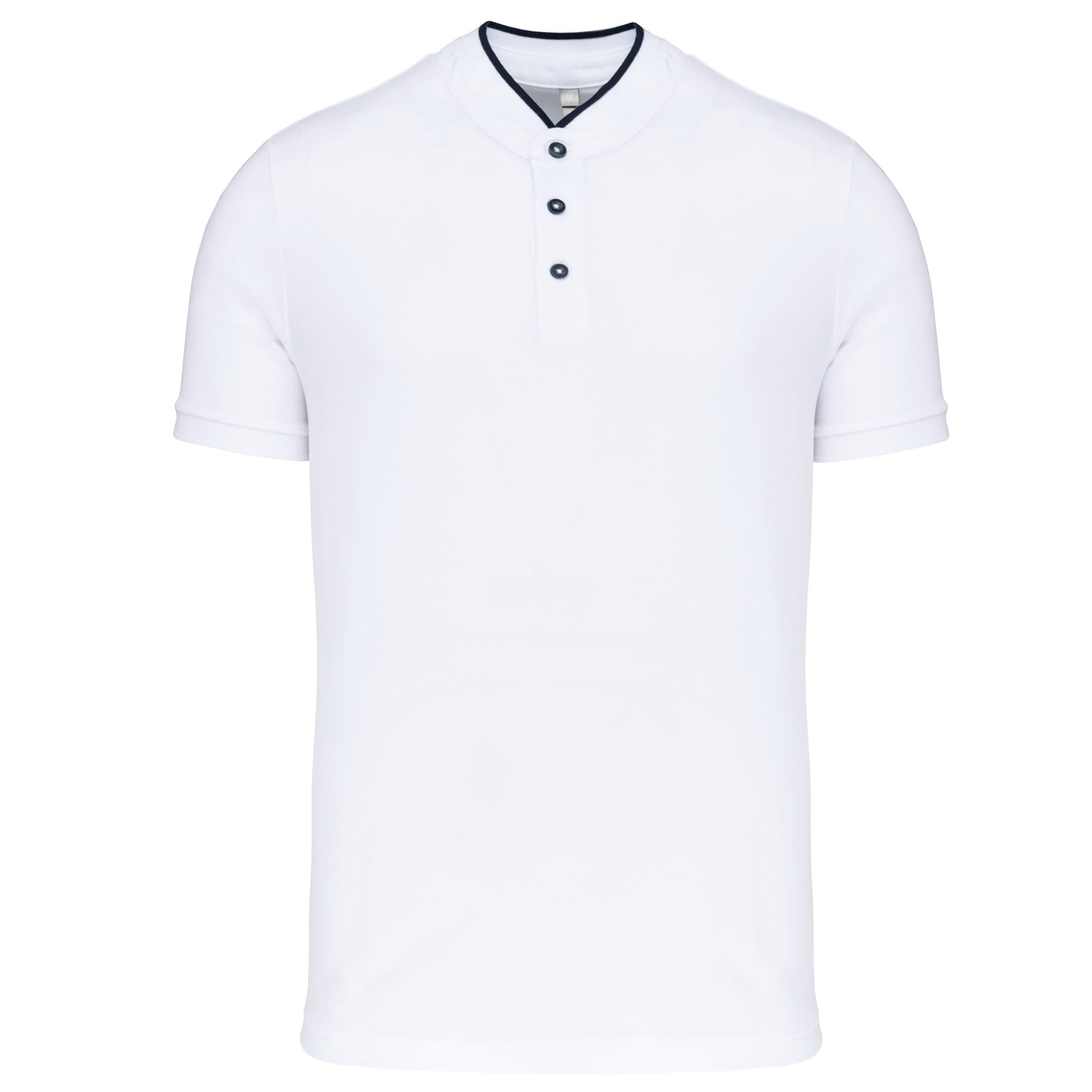 Men's polo shirt with Mao collar and short sleeves