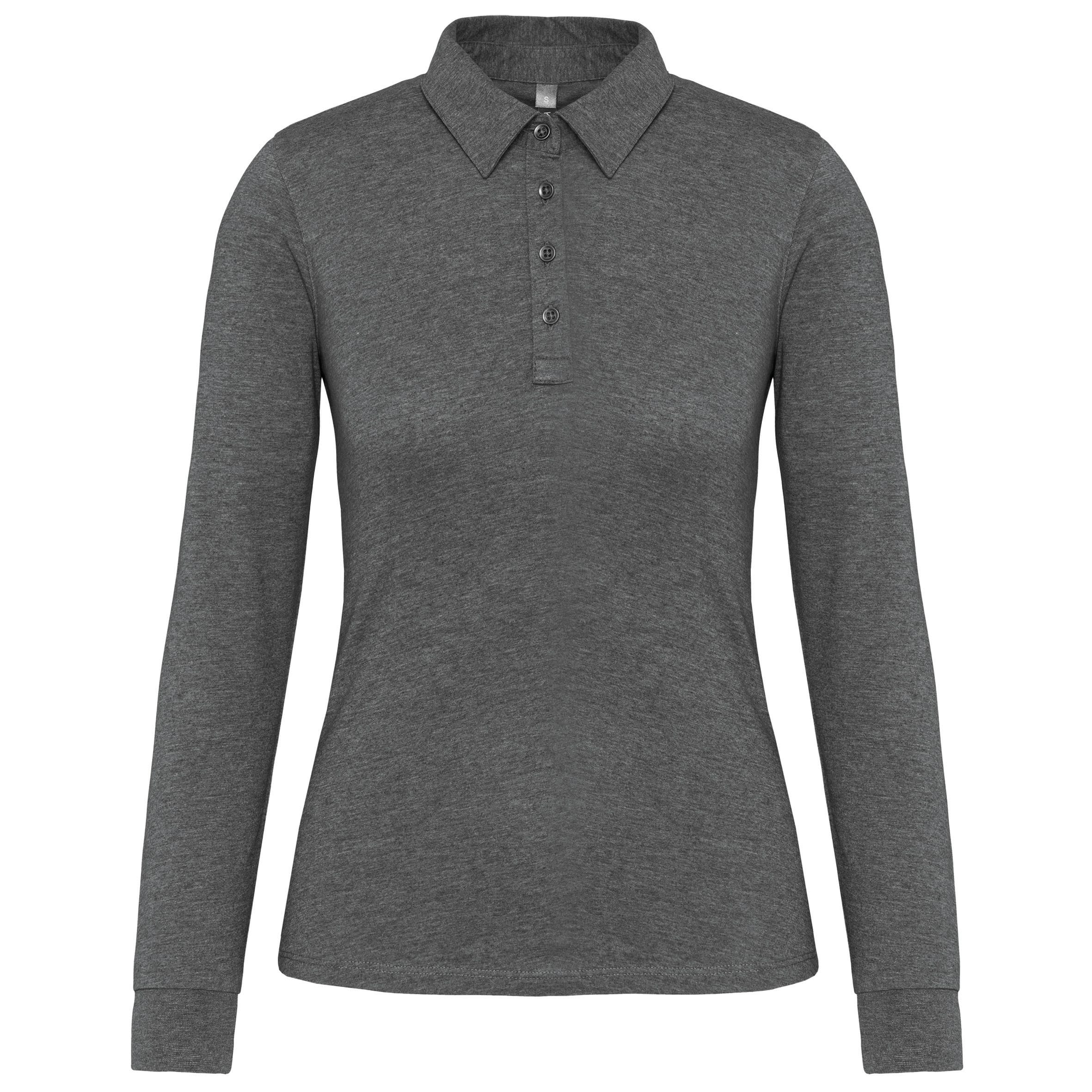 Damespoloshirt met lange mouwen van jersey