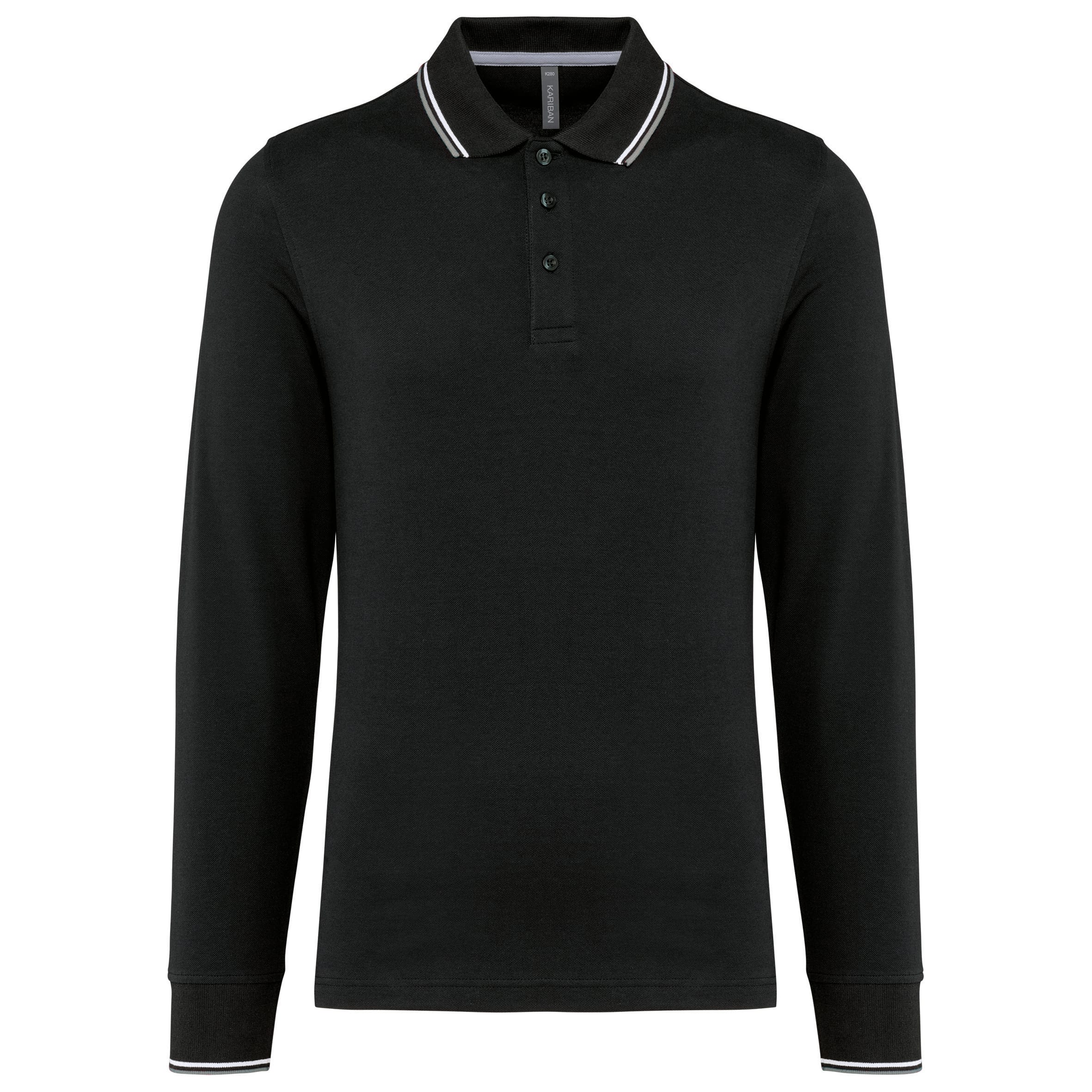 Herenpoloshirt van piqué met lange mouwen