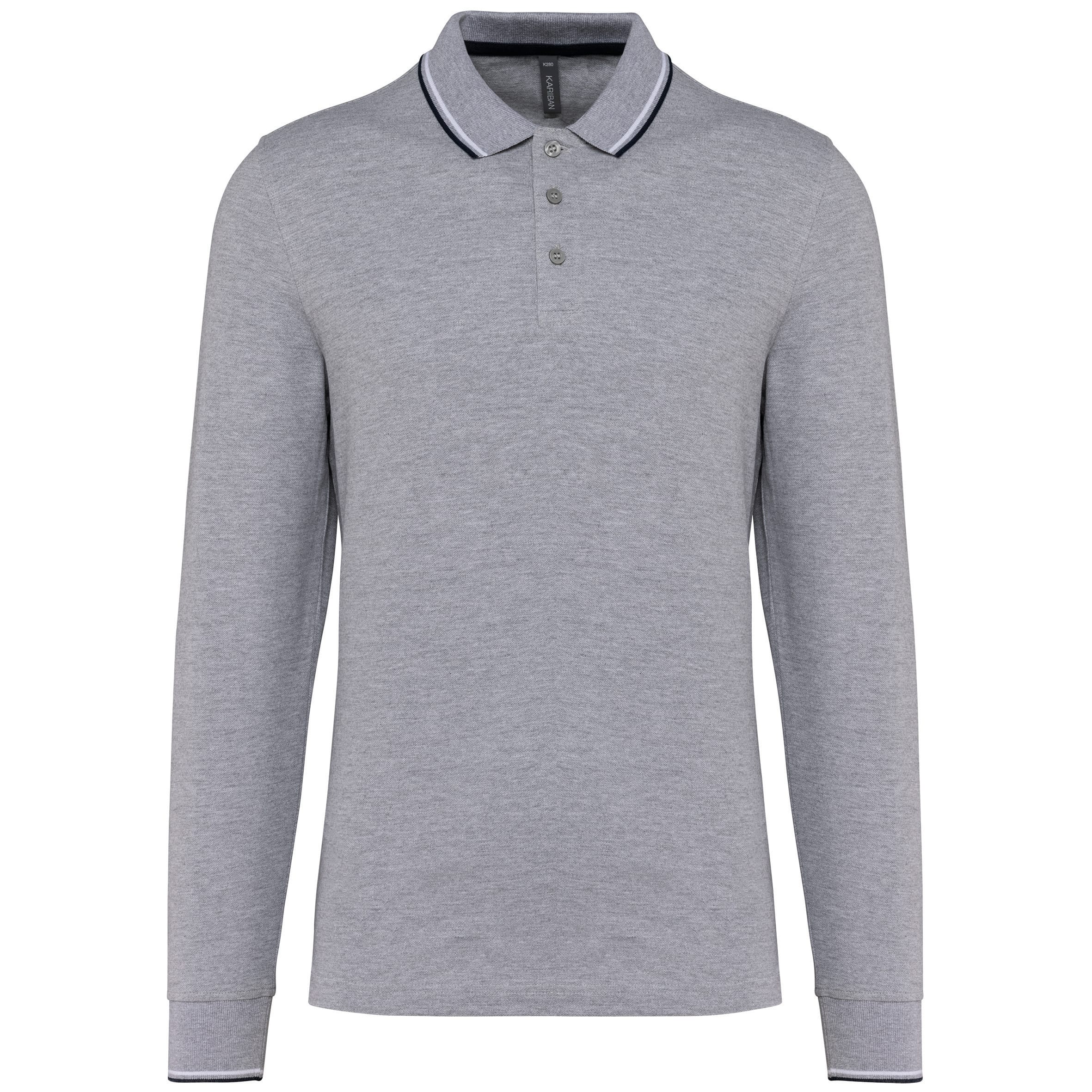 Herenpoloshirt van piqué met lange mouwen
