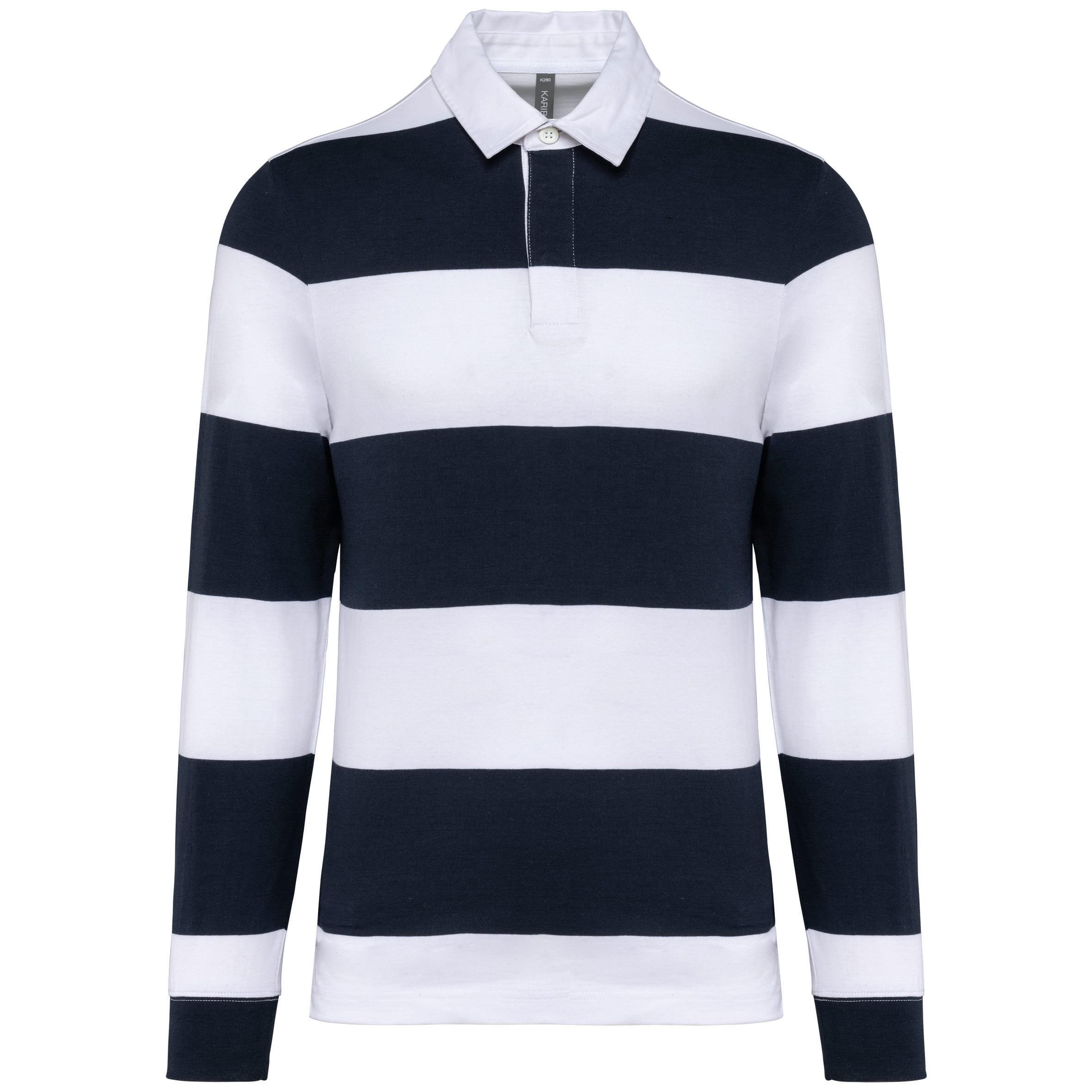 Gestreepte uniseks poloshirt met lange mouwen