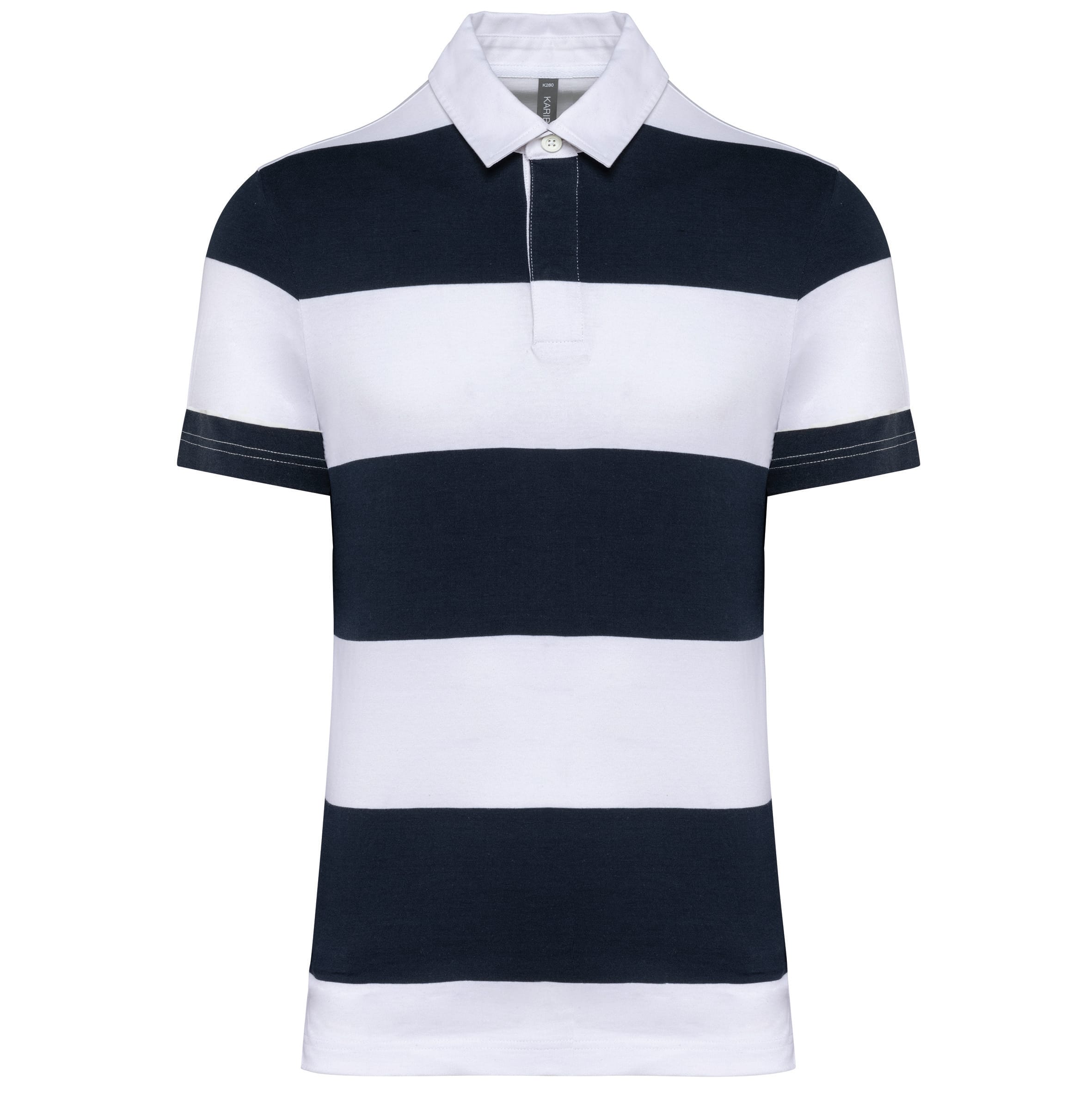 Gestreepte unisex polo met korte mouwen