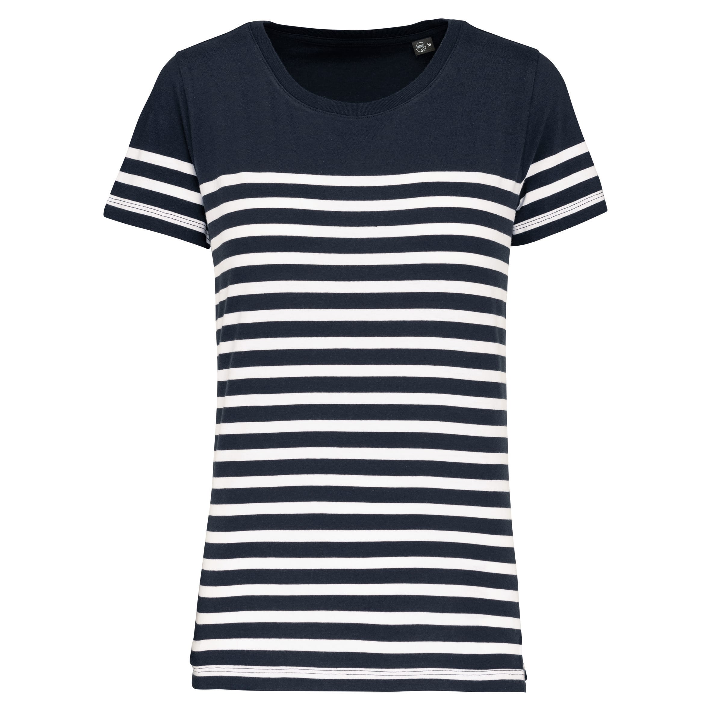 Marine-T-shirt ronde hals biologisch katoen dames