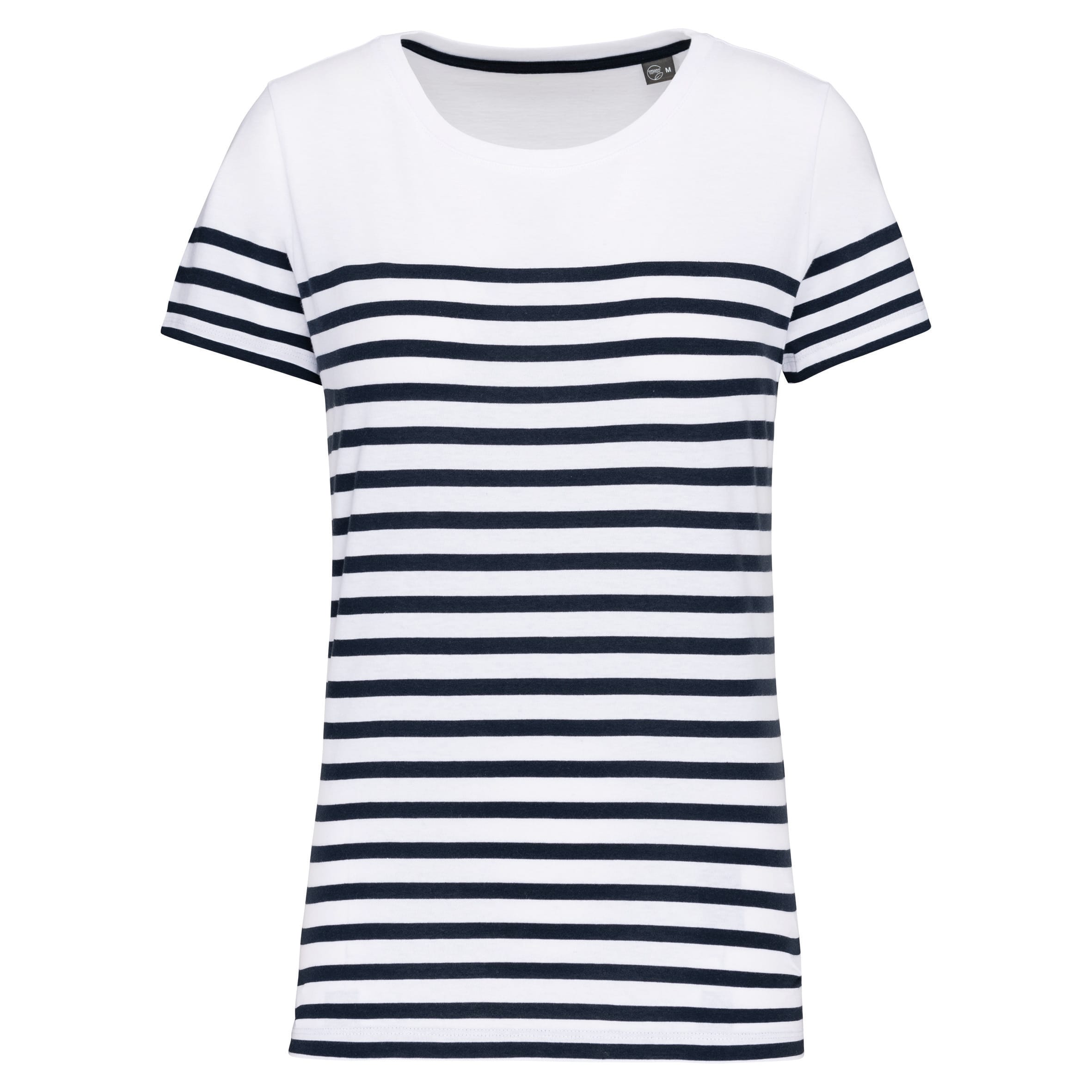 Marine-T-shirt ronde hals biologisch katoen dames