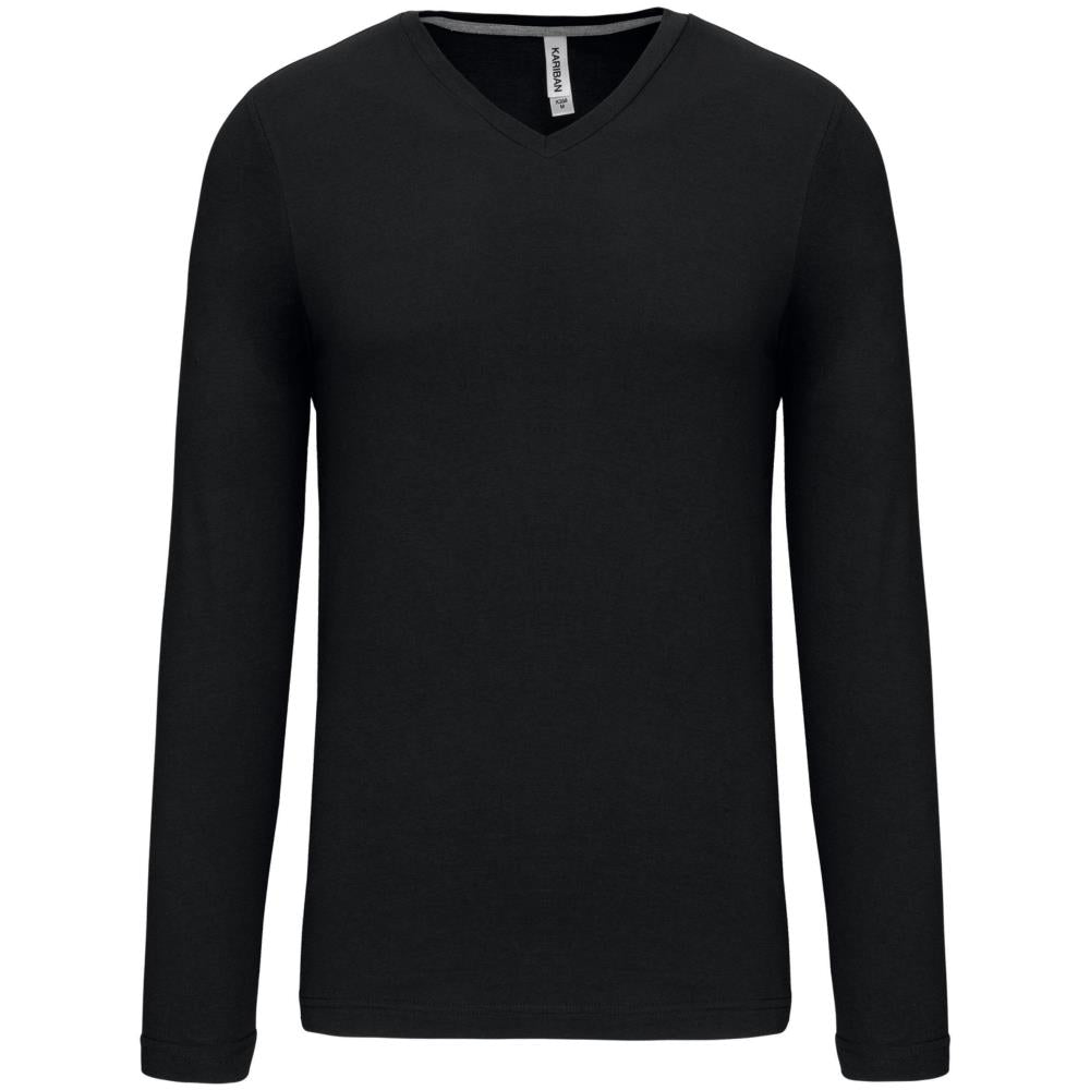 T-shirt met V-hals en lange mouwen