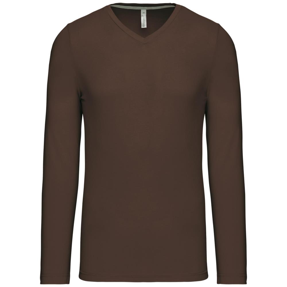 T-shirt met V-hals en lange mouwen