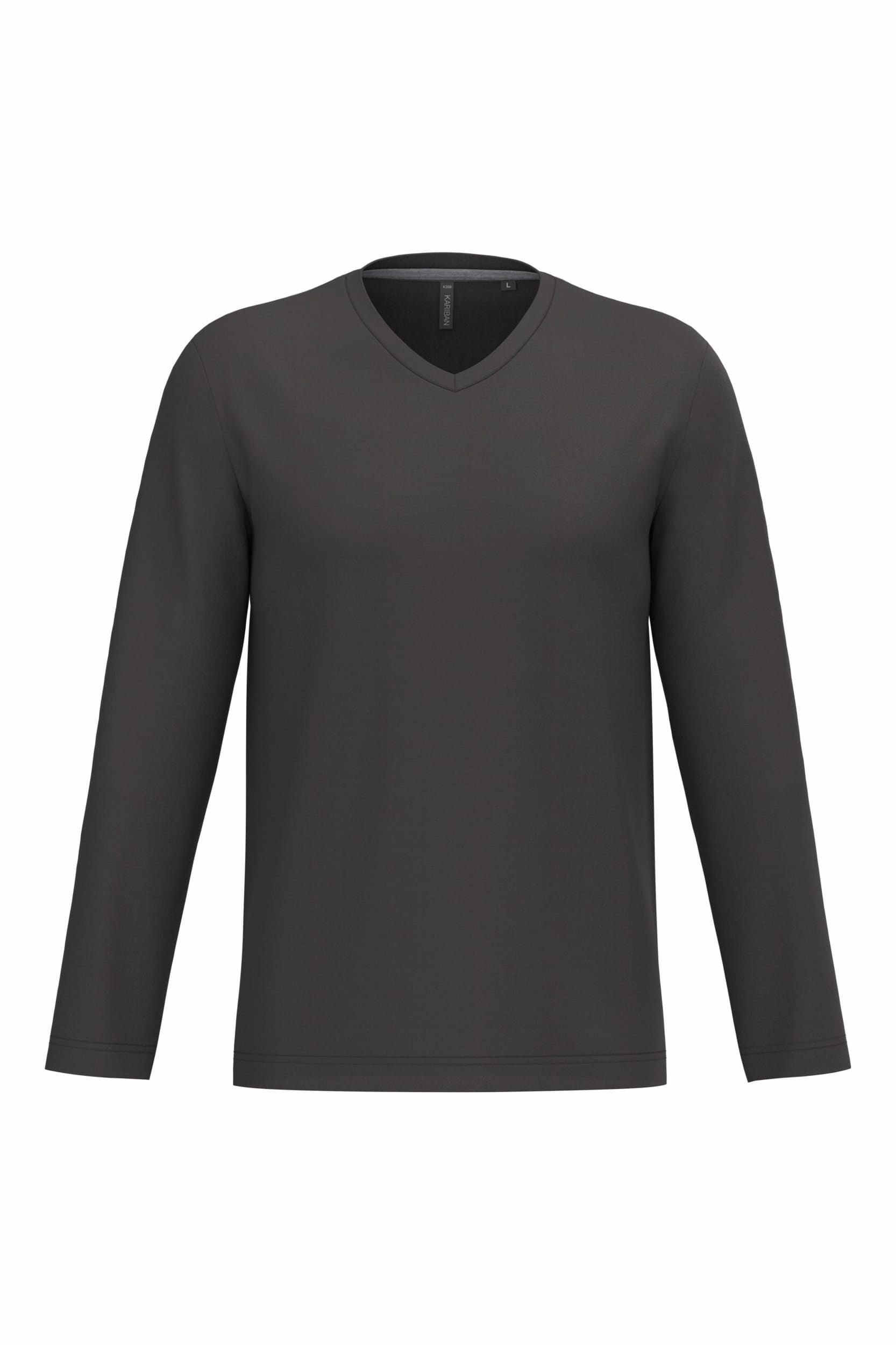T-shirt met V-hals en lange mouwen