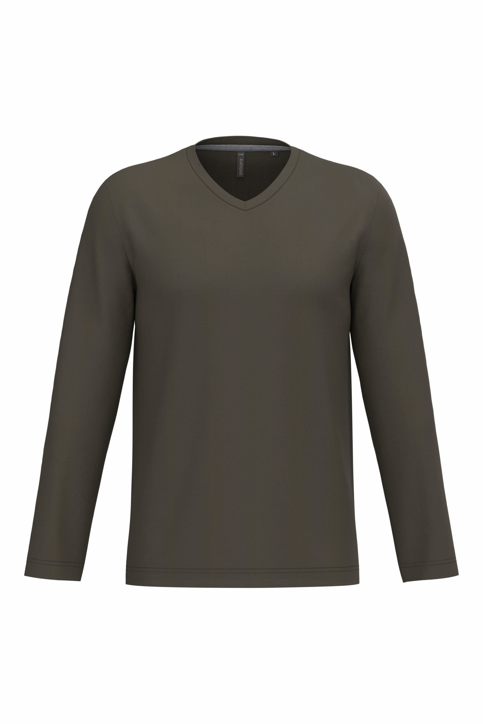 T-shirt met V-hals en lange mouwen