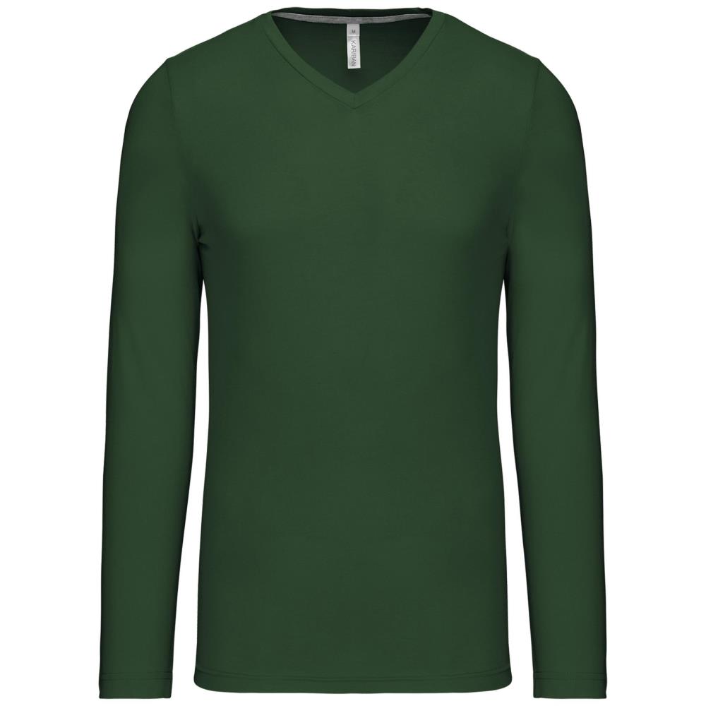 T-shirt met V-hals en lange mouwen