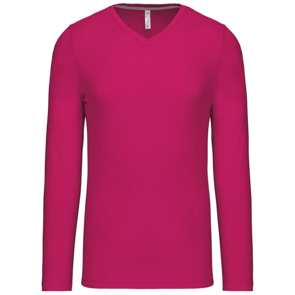 T-shirt met V-hals en lange mouwen