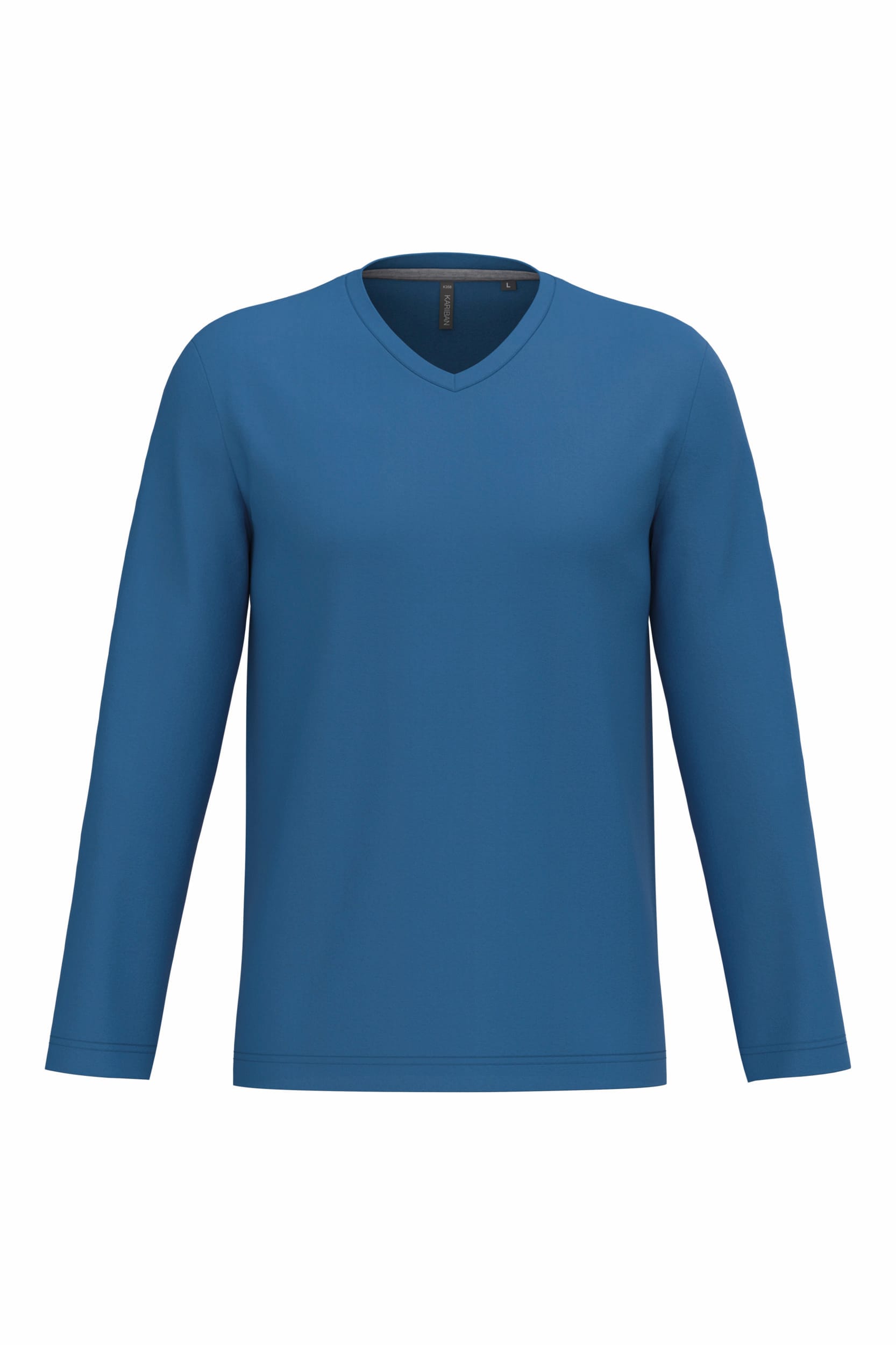 T-shirt met V-hals en lange mouwen