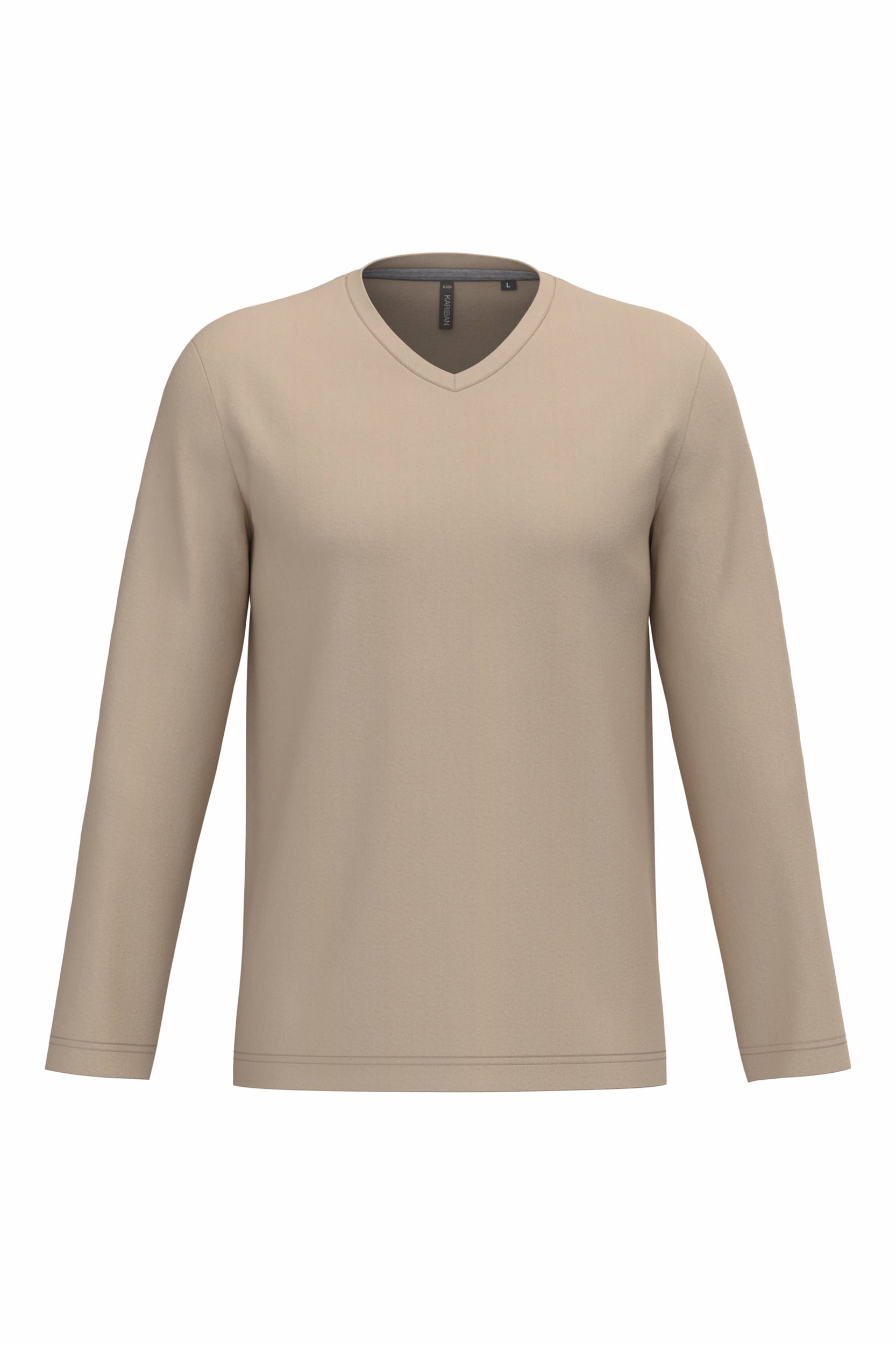 T-shirt met V-hals en lange mouwen