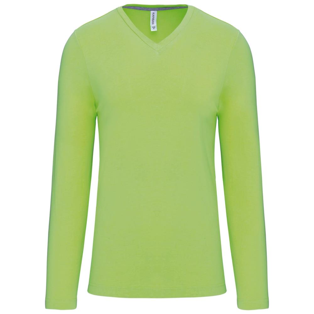 T-shirt met V-hals en lange mouwen