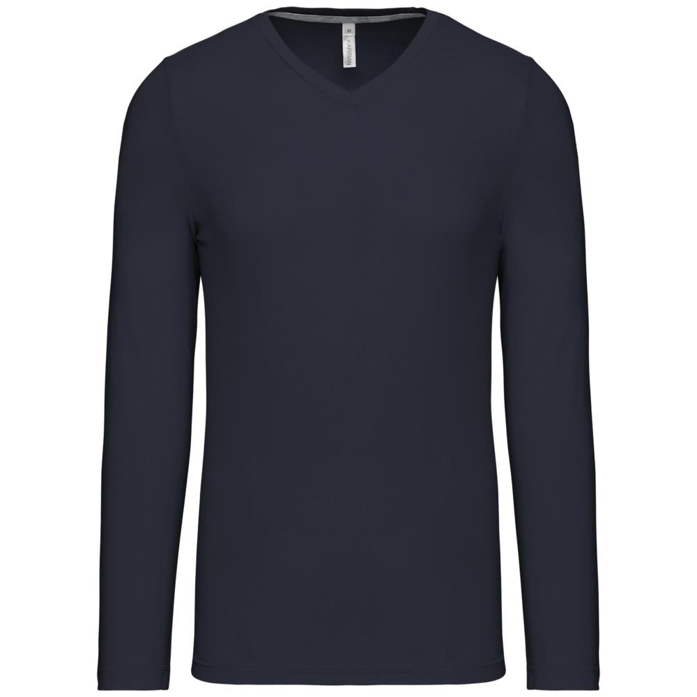 T-shirt met V-hals en lange mouwen