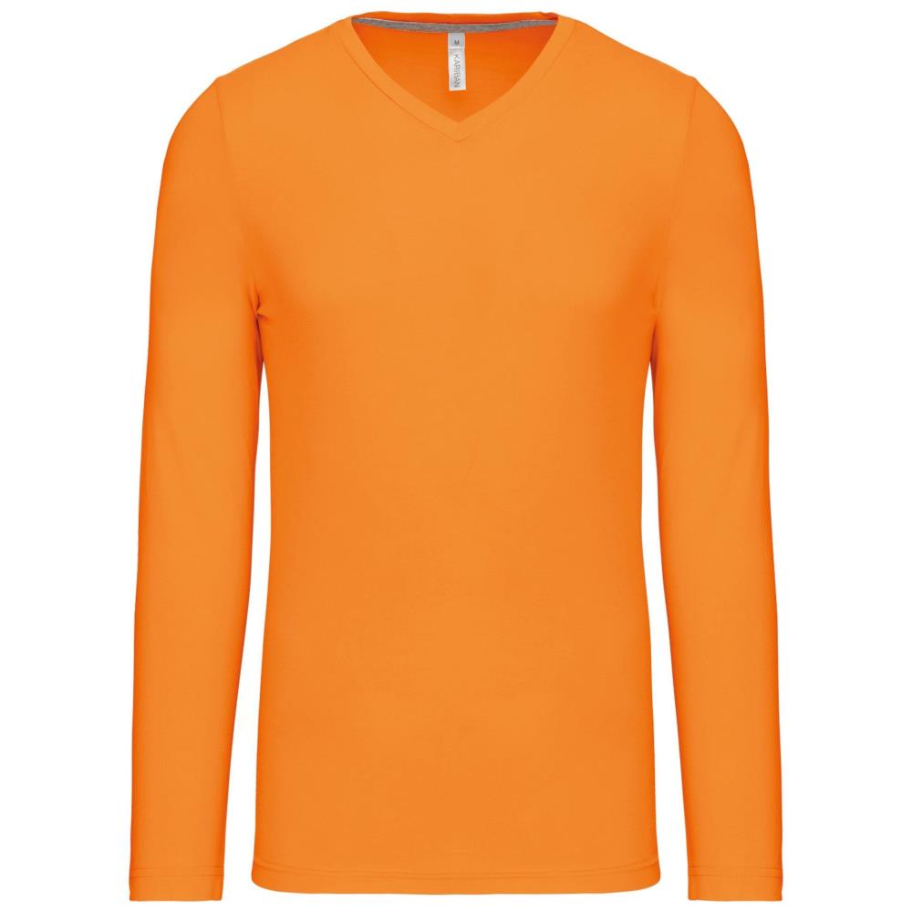 T-shirt met V-hals en lange mouwen