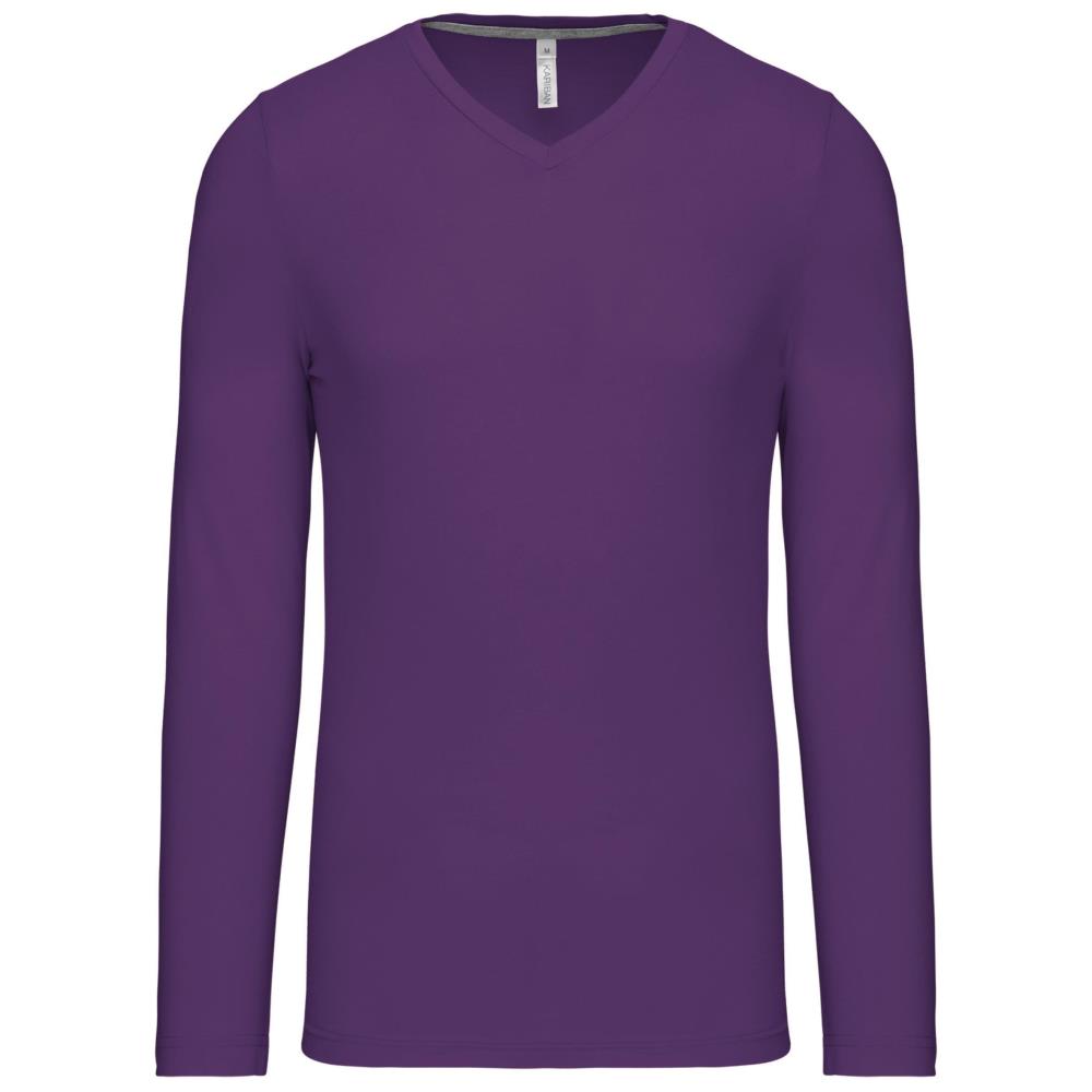 T-shirt met V-hals en lange mouwen