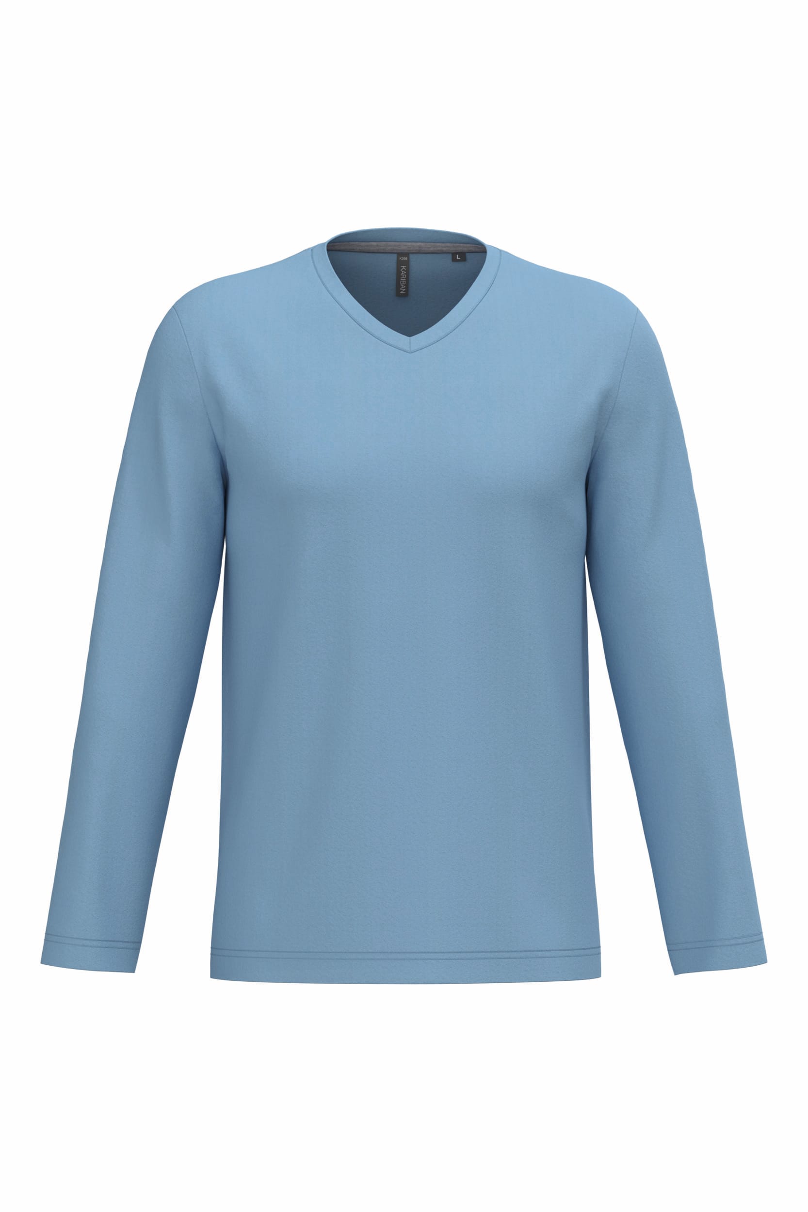 T-shirt met V-hals en lange mouwen
