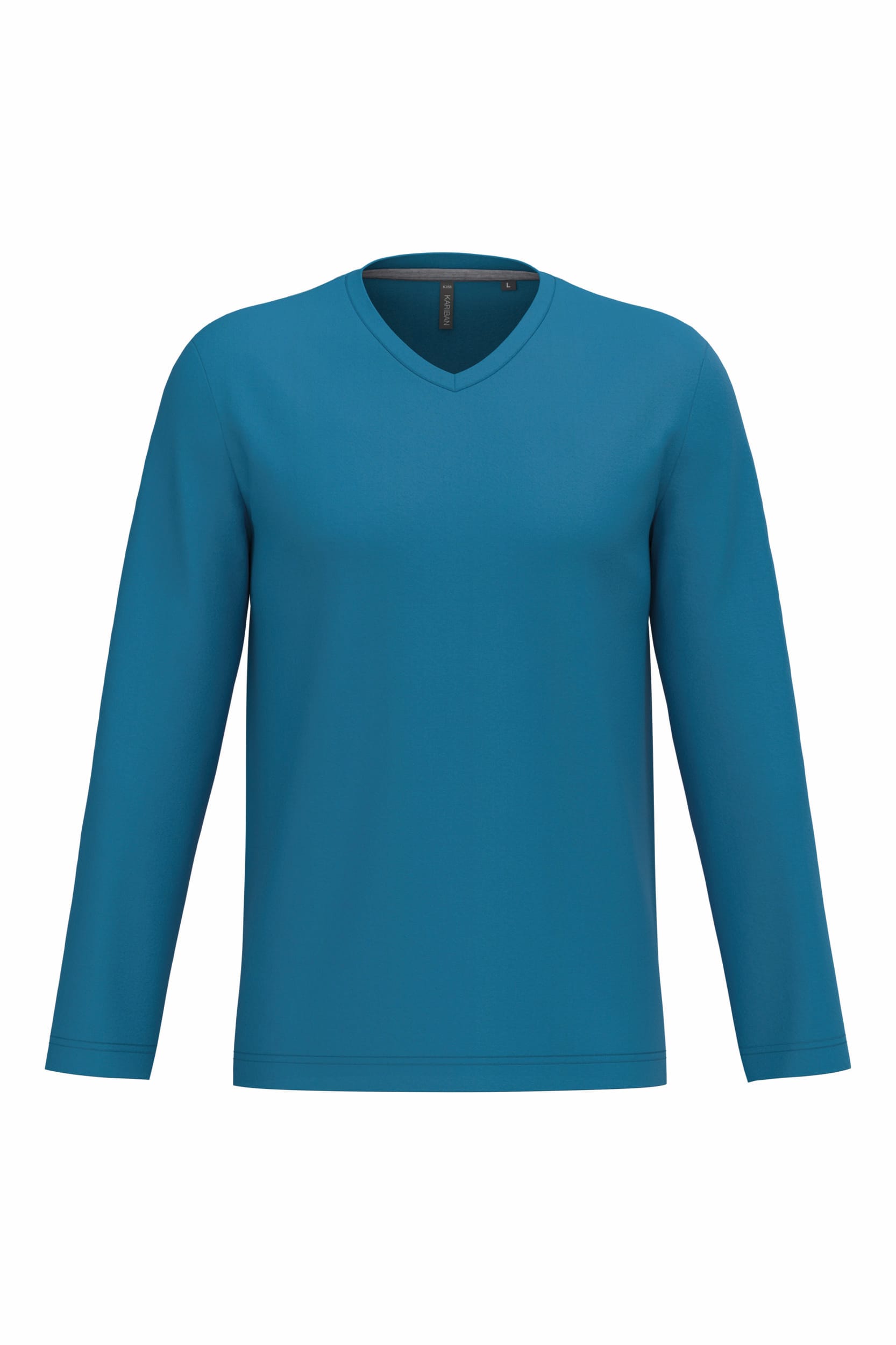 T-shirt met V-hals en lange mouwen