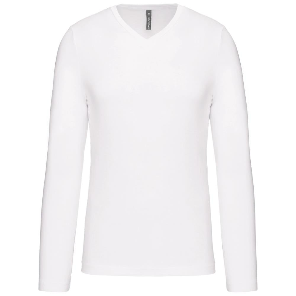 T-shirt met V-hals en lange mouwen